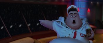 Movie still from “WALL·E” (2008), directed by Andrew Stanton – An image of an animated character in a boat; Medium shot, Low angle