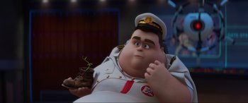 Movie still from “WALL·E” (2008), directed by Andrew Stanton – A character from captain underpants; Medium shot, Low angle