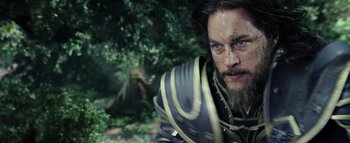 Movie still from “Warcraft” (2016), directed by Duncan Jones – A person with a beard; Close Up shot, Low angle