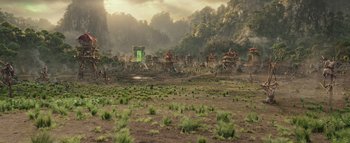 Movie still from “Warcraft” (2016), directed by Duncan Jones – An image of an open field in the middle of the day; Extreme Wide shot, High angle