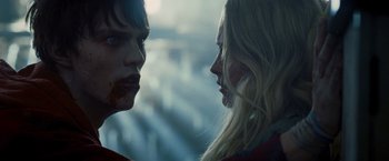 Movie still from “Warm Bodies” (2013), directed by Jonathan Levine – Two people face to face in a room; Close Up shot, Over the shoulder angle
