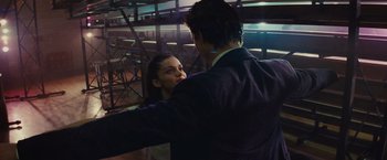 Movie still from “West Side Story” (2021), directed by Steven Spielberg – A man and a woman are dancing in a room; Medium shot, Low angle
