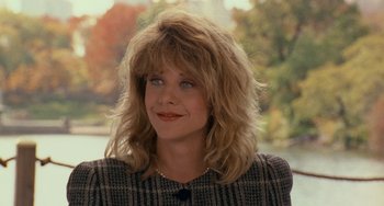 Movie still from “When Harry Met Sally...” (1989), directed by Rob Reiner – A person wearing a jacket; Close Up shot, Over the shoulder angle