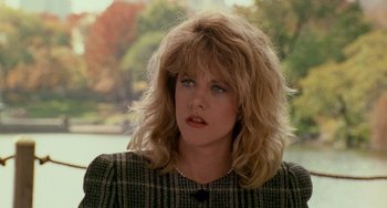 Movie still from “When Harry Met Sally...” (1989), directed by Rob Reiner – A person wearing a jacket; Close Up shot, Over the shoulder angle