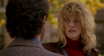 Movie still from “When Harry Met Sally...” (1989), directed by Rob Reiner – A man and a woman looking at one another; Close Up shot, Over the shoulder angle