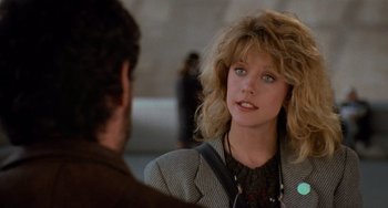 Movie still from “When Harry Met Sally...” (1989), directed by Rob Reiner – A person talking to another person; Close Up shot, Over the shoulder angle