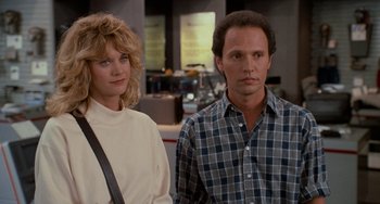 Movie still from “When Harry Met Sally...” (1989), directed by Rob Reiner – A man and a woman standing next to each other; Close Up shot, Low angle