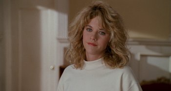 Movie still from “When Harry Met Sally...” (1989), directed by Rob Reiner – A person wearing a white shirt; Close Up shot, Over the shoulder angle