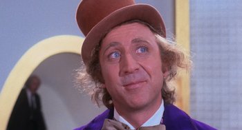 Movie still from “Willy Wonka & the Chocolate Factory” (1971), directed by Mel Stuart – Gene wilder as willy wonka in willy wonka and the chocolate factory , 1 9 7 1; Close Up shot, Low angle