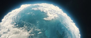 Movie still from “Wonder Woman” (2017), directed by Patty Jenkins – A view of the ocean from space; Extreme Wide shot, Overhead angle