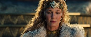 Movie still from “Wonder Woman” (2017), directed by Patty Jenkins – A person wearing a costume; Close Up shot, Low angle