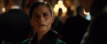 Movie still from “Wonder Woman” (2017), directed by Patty Jenkins – A young person with a face painted on his face; Close Up shot, Low angle