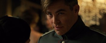 Movie still from “Wonder Woman” (2017), directed by Patty Jenkins – A person wearing a uniform; Close Up shot, Over the shoulder angle