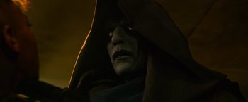 Movie still from “X-Men: Apocalypse” (2016), directed by Bryan Singer – The face of an old man; Close Up shot, Low angle