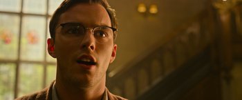 Movie still from “X-Men: Apocalypse” (2016), directed by Bryan Singer – A person wearing glasses; Close Up shot, Low angle