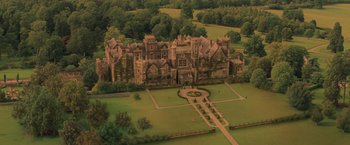 Movie still from “X-Men: Apocalypse” (2016), directed by Bryan Singer – An aerial view of an old mansion in the middle of the day; Extreme Wide shot, High angle