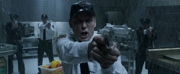 Movie still from “X-Men: Days of Future Past” (2014), directed by Bryan Singer – Medium shot, Low angle