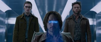 Movie still from “X-Men: Days of Future Past” (2014), directed by Bryan Singer – Medium shot, Low angle
