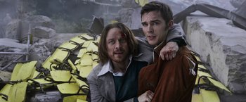 Movie still from “X-Men: Days of Future Past” (2014), directed by Bryan Singer – Medium shot, Over the shoulder angle