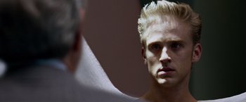 Movie still from “X-Men: The Last Stand” (2006), directed by Brett Ratner – A person looking at a mirror; Close Up shot, Over the shoulder angle