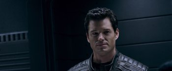 Movie still from “X-Men: The Last Stand” (2006), directed by Brett Ratner – A person wearing a leather jacket; Close Up shot, Over the shoulder angle