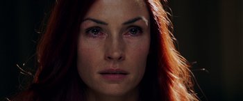 Movie still from “X-Men: The Last Stand” (2006), directed by Brett Ratner – A person with red hair; Close Up shot, Low angle