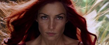 Movie still from “X-Men: The Last Stand” (2006), directed by Brett Ratner – A person with red hair; Close Up shot, Low angle