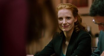 Movie still from “Zero Dark Thirty” (2012), directed by Kathryn Bigelow – A person wearing a jacket; Close Up shot, Over the shoulder angle