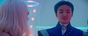 Movie still from “Zombies 3” (2022), directed by Paul Hoen – A man and a woman are looking at each other; Close Up shot, Over the shoulder angle