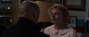 Movie still from “Anastasia” (1956), directed by Anatole Litvak – An older man and a younger woman talking to each other; Close Up shot, Over the shoulder angle