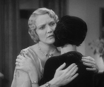 Movie still from “Bad Girl” (1931), directed by Frank Borzage – Two women are hugging in a black and white photo; Close Up shot, Over the shoulder angle
