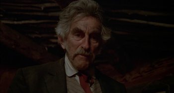 Movie still from “Butch and Sundance: The Early Days” (1979), directed by Richard Lester – An old man with a beard and a mustache; Close Up shot, Low angle