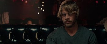 Movie still from “Celeste & Jesse Forever” (2012), directed by Lee Toland Krieger – A person sitting in a chair; Close Up shot, Over the shoulder angle