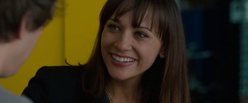 Movie still from “Celeste & Jesse Forever” (2012), directed by Lee Toland Krieger – A person with a smile on their face; Close Up shot, High angle