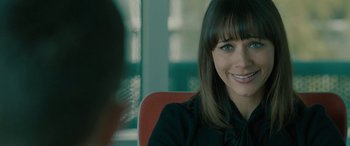 Movie still from “Celeste & Jesse Forever” (2012), directed by Lee Toland Krieger – A person sitting in a chair; Close Up shot, Over the shoulder angle