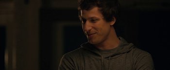 Movie still from “Celeste & Jesse Forever” (2012), directed by Lee Toland Krieger – A person wearing a hoodie; Close Up shot, Over the shoulder angle