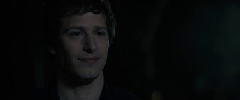 Movie still from “Celeste & Jesse Forever” (2012), directed by Lee Toland Krieger – A man's face in the dark; Close Up shot, Over the shoulder angle