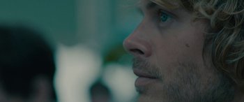 Movie still from “Celeste & Jesse Forever” (2012), directed by Lee Toland Krieger – A man's face in a room; Extreme Close Up shot, Over the shoulder angle