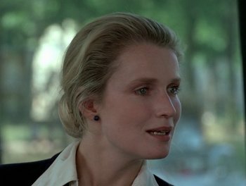 Movie still from “Cousin cousine” (1975), directed by Jean-Charles Tacchella – A person wearing a jacket; Close Up shot, Over the shoulder angle