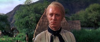 Movie still from “Hawaii” (1966), directed by George Roy Hill – A person wearing a shirt and a tie; Close Up shot, Low angle