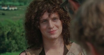 Movie still from “Taking Woodstock” (2009), directed by Ang Lee – A person wearing a wig; Close Up shot, Over the shoulder angle
