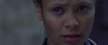 Movie still from “The Truth About Charlie” (2002), directed by Jonathan Demme – A woman's face with water on her face; Close Up shot, High angle
