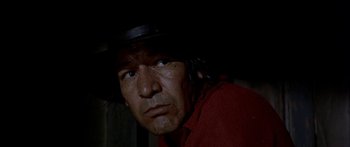 Movie still from “Tom Sawyer” (1973), directed by Don Taylor – A person wearing a hat; Close Up shot, Low angle