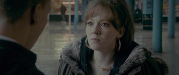 Movie still from “Wild Bill” (2011), directed by Dexter Fletcher – A person wearing a jacket; Close Up shot, Over the shoulder angle