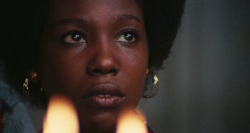 Movie still from “Your Vice Is a Locked Room and Only I Have the Key” (1972), directed by Sergio Martino – A woman's eyes and face; Close Up shot, Low angle