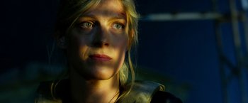 A woman's face in the dark