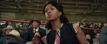 Movie still from “42” (2013), directed by Brian Helgeland – A group of people standing in a stadium; Close Up shot, Low angle