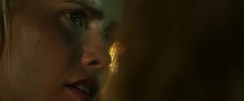 Movie still from “47 Meters Down” (2017), directed by Johannes Roberts – A woman's face in the dark; Extreme Close Up shot, Low angle