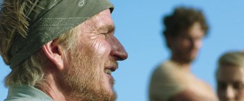 Movie still from “47 Meters Down” (2017), directed by Johannes Roberts – A man with a beard; Close Up shot, Low angle