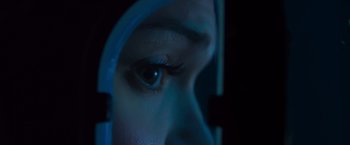 Movie still from “47 Meters Down” (2017), directed by Johannes Roberts – A person's eye in the dark; Extreme Close Up shot, Overhead angle